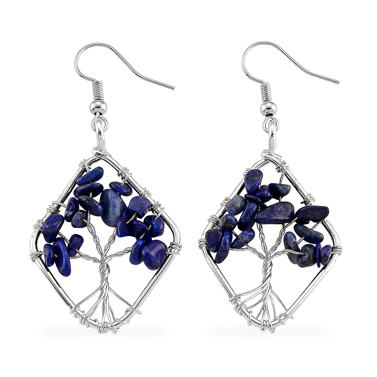 Lapis Lazuli 10.00 ctw Earrings in Silvertone