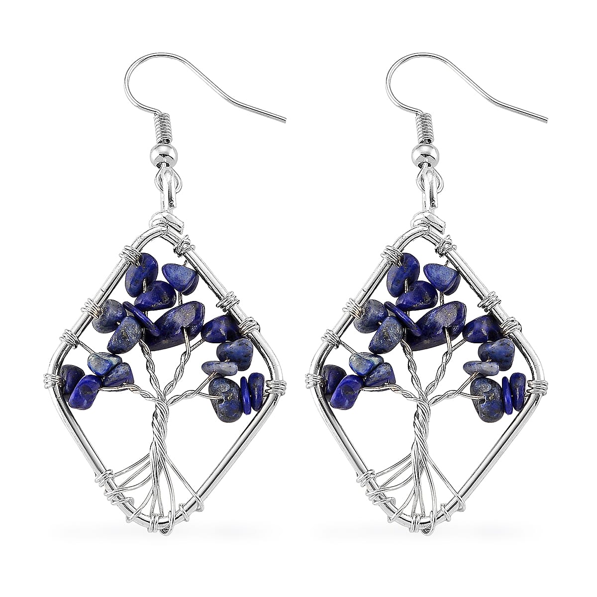 Lapis Lazuli 10.00 ctw Earrings in Silvertone