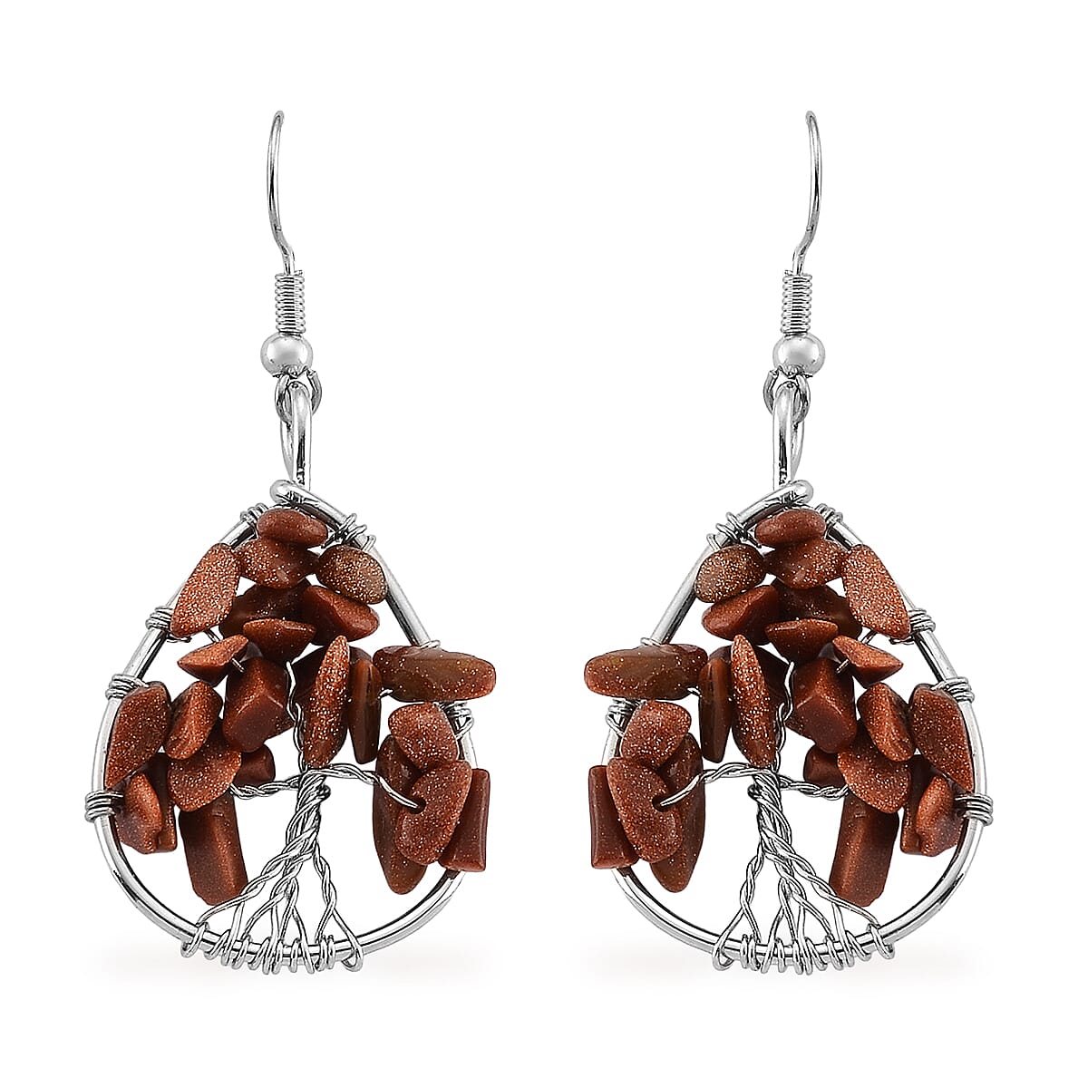 Gold Sandstone 10.00 ctw Earrings in Silvertone