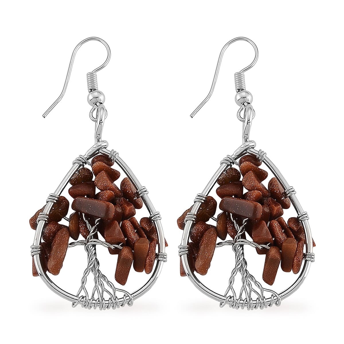 Gold Sandstone 10.00 ctw Earrings in Silvertone