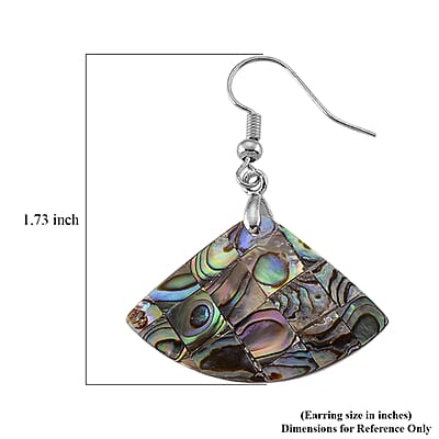 Abalone Shell fish wire Earrings in Silvertone