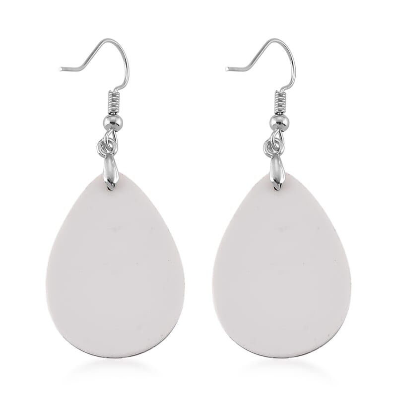 Abalone Shell Drop Earrings in Silvertone