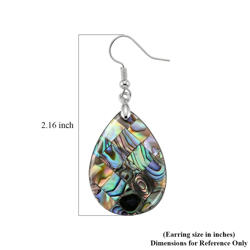 Abalone Shell Drop Earrings in Silvertone