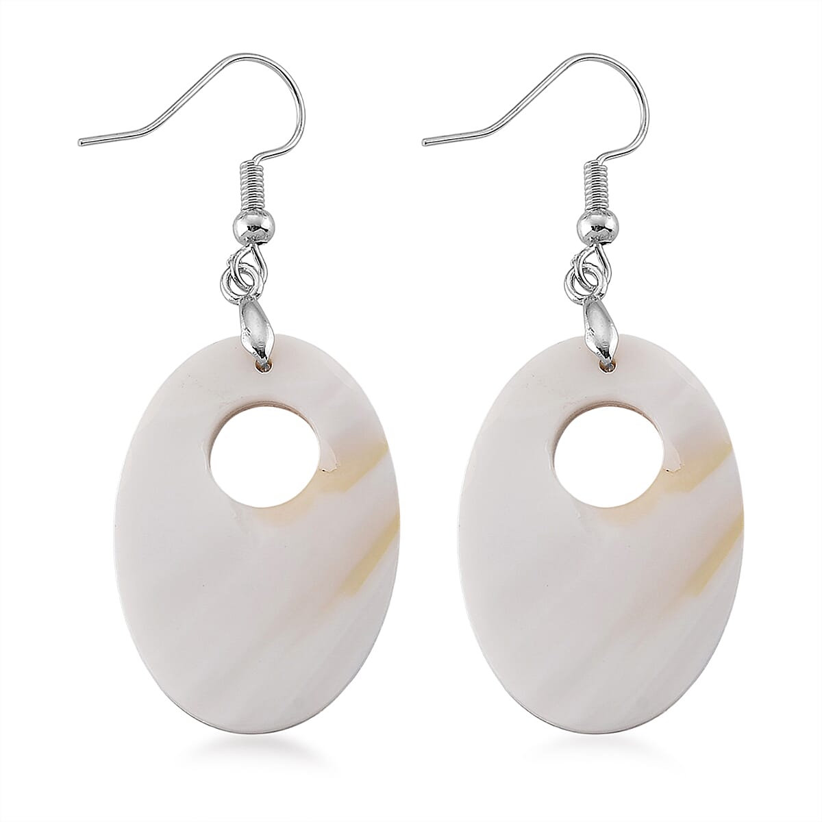 Abalone Shell  Dangle Earrings in Silvertone