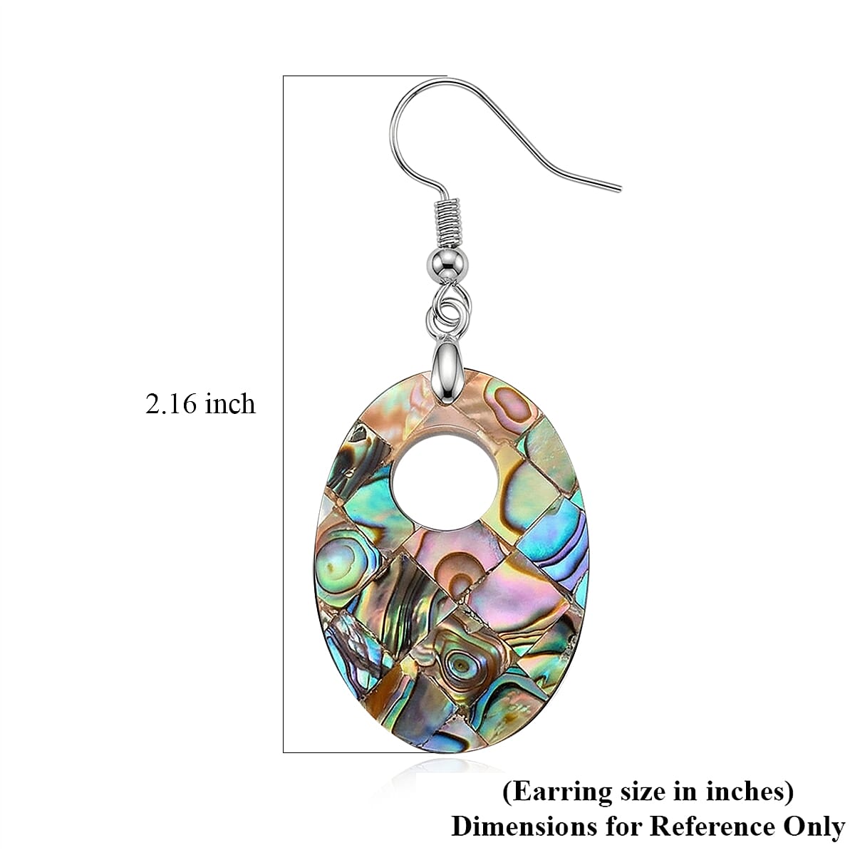 Abalone Shell  Dangle Earrings in Silvertone