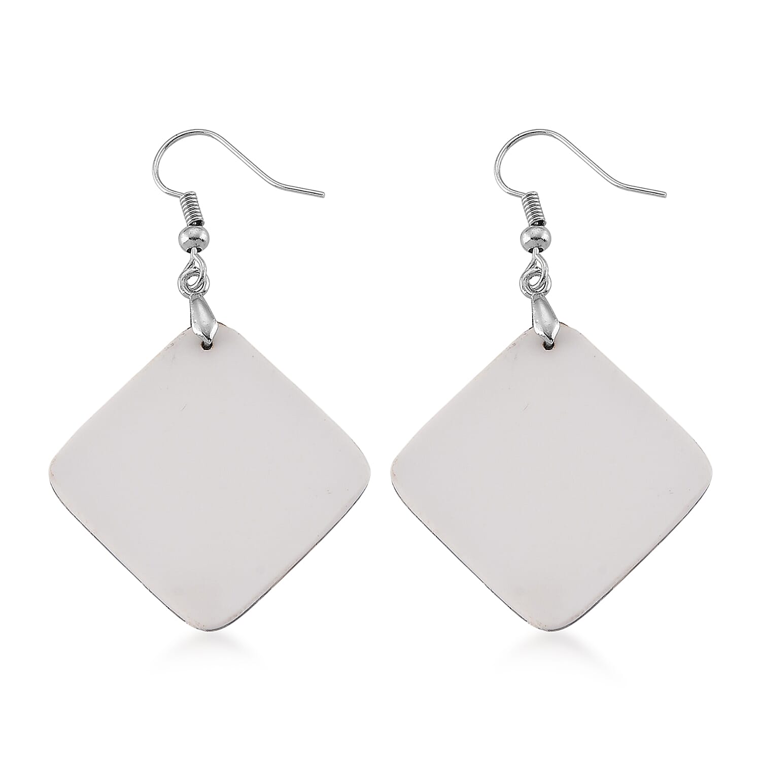 Abalone Shell Square Earrings in Silvertone