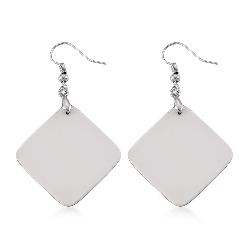 Abalone Shell Square Earrings in Silvertone
