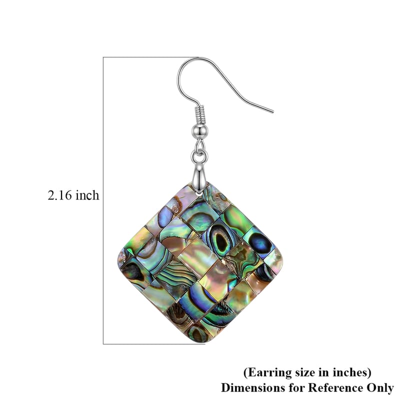 Abalone Shell Square Earrings in Silvertone