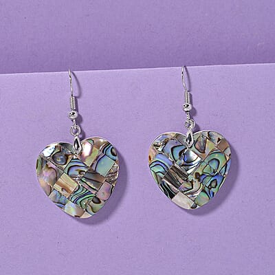 Abalone Shell Earrings in Silvertone
