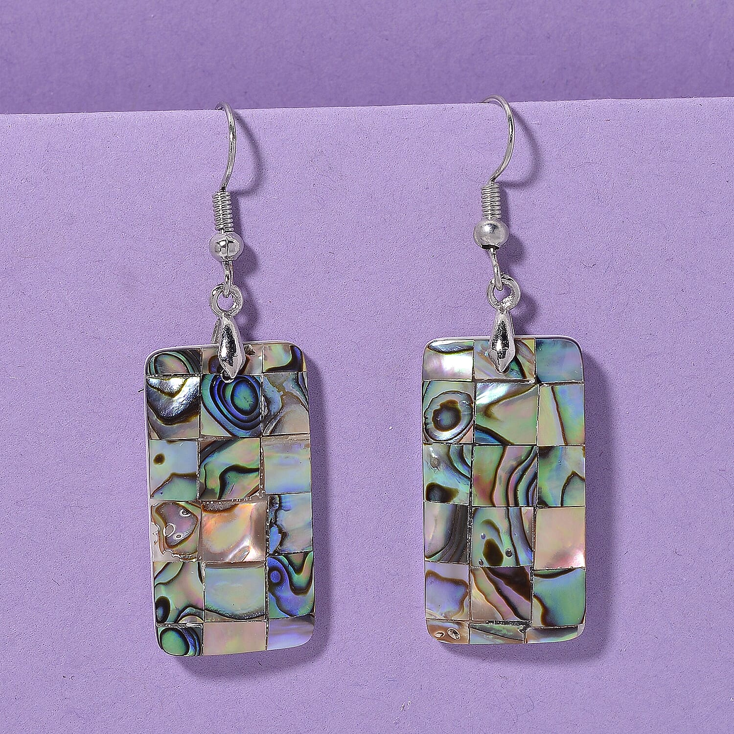 Abalone Shell Earrings in Silvertone