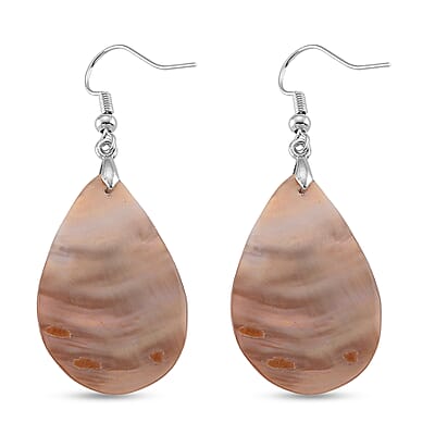 Black Mother of Pearl Earrings in Silvertone