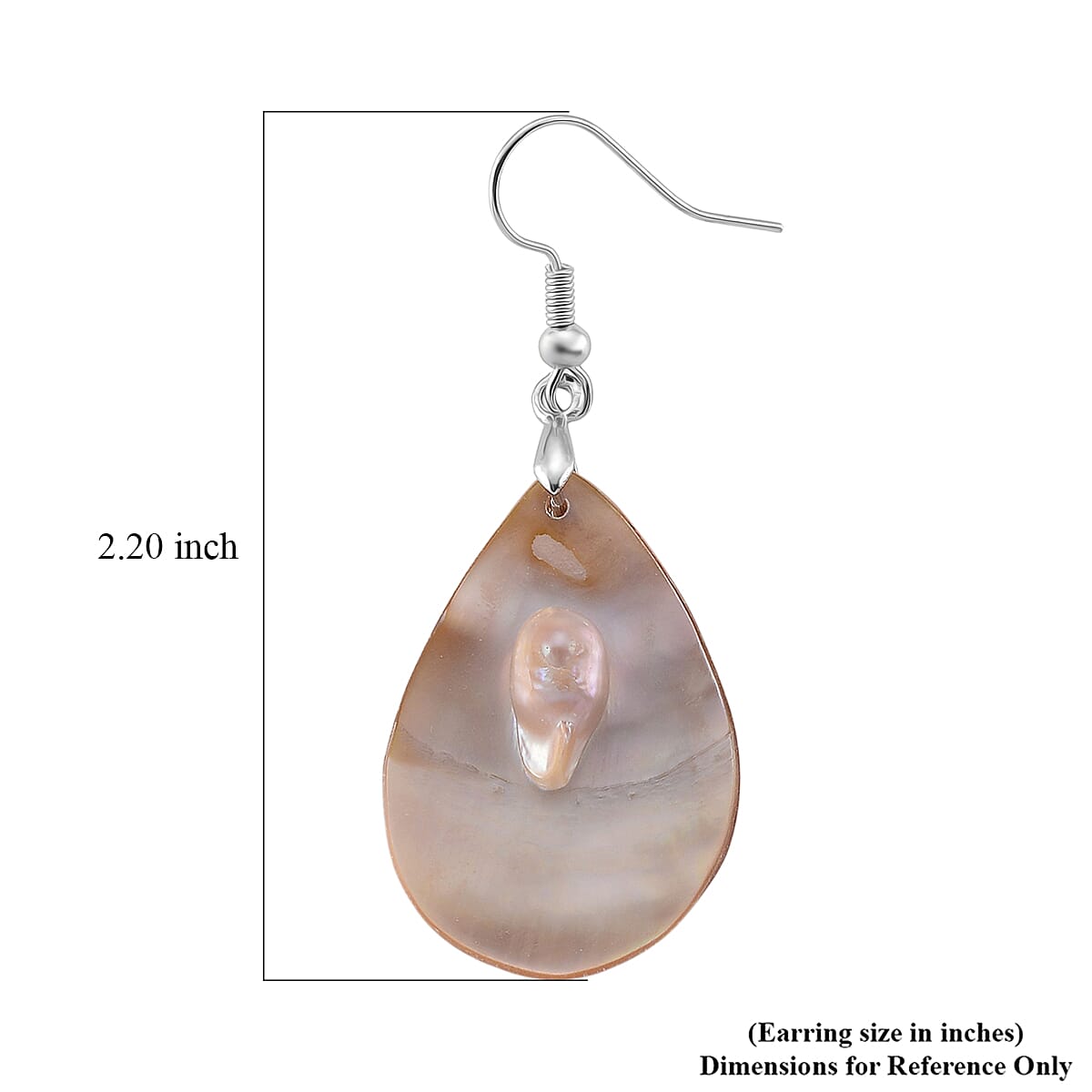 Black Mother of Pearl Earrings in Silvertone