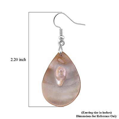 Black Mother of Pearl Earrings in Silvertone