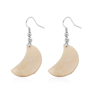 Black Mother of Pearl Earrings in Silvertone