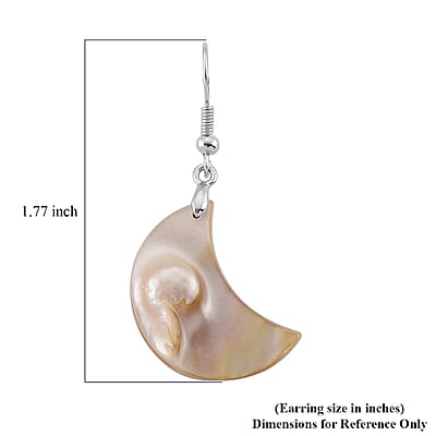 Black Mother of Pearl Earrings in Silvertone