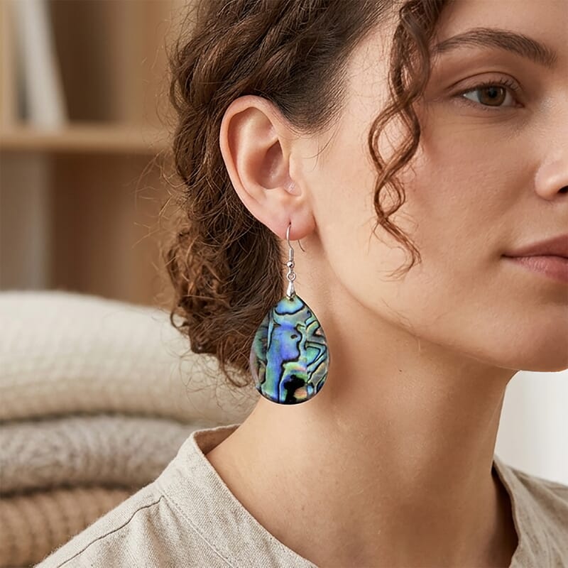 Abalone Shell Earrings in Silvertone