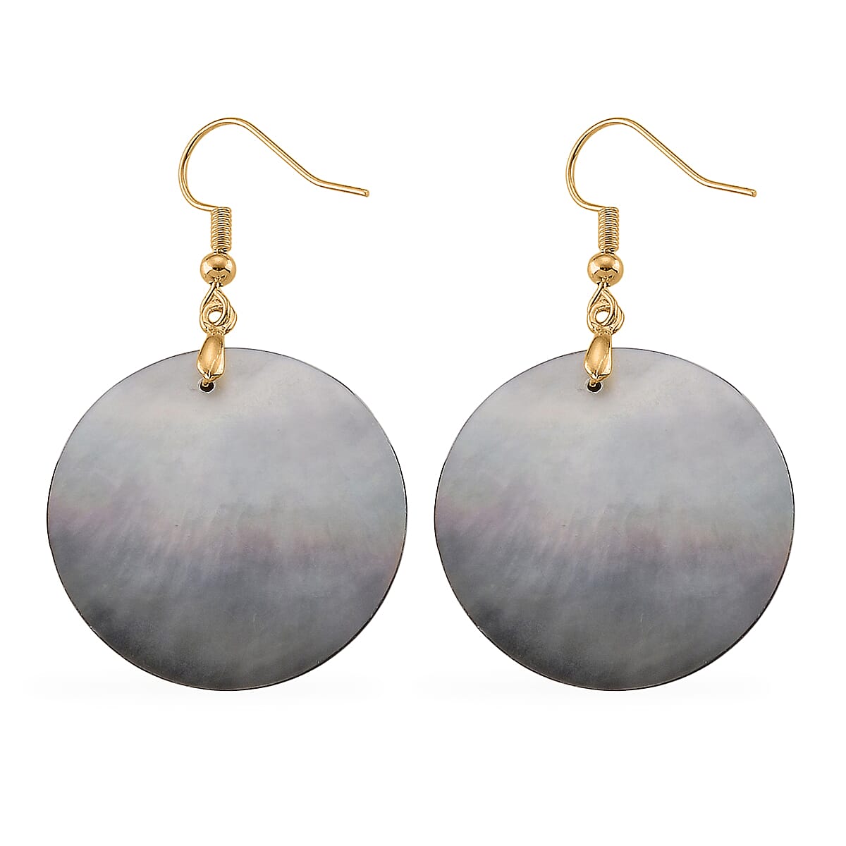 Black Mother of Pearl Earrings in Goldtone image number 4