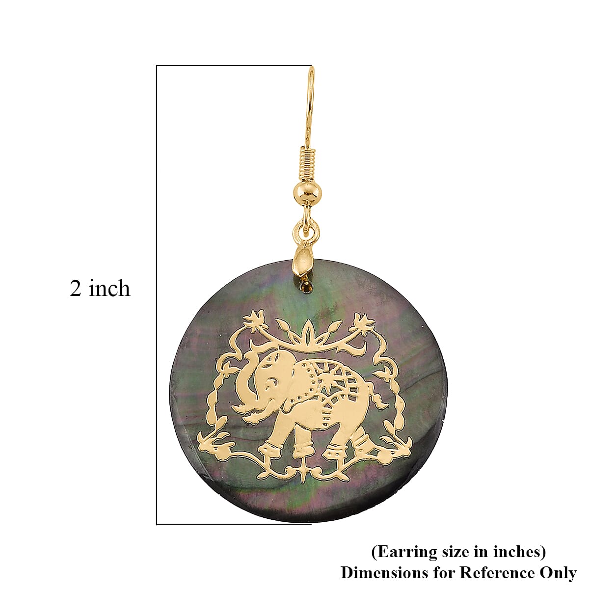 Black Mother of Pearl Earrings in Goldtone image number 5