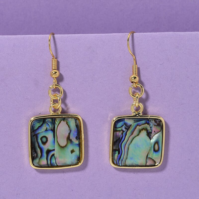 Abalone Shell Earrings in Goldtone