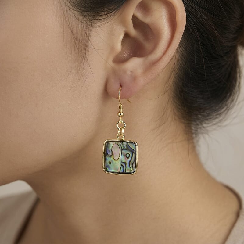 Abalone Shell Earrings in Goldtone