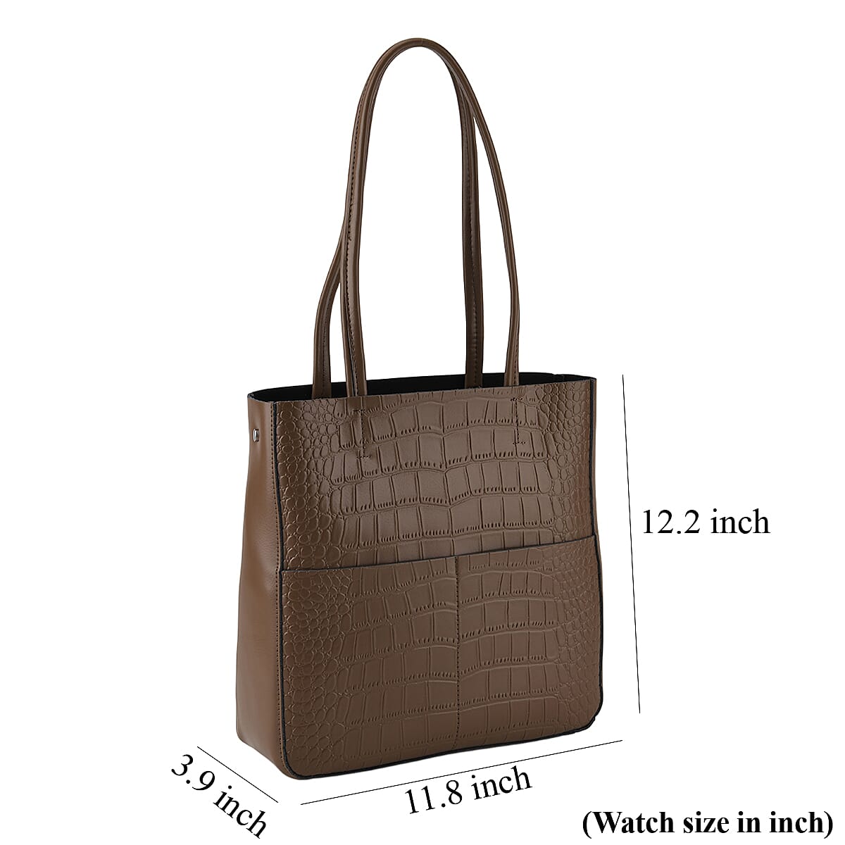 La Marey Dark Grey Crocodile Genuine Leather Crossbody Bag with Adjustable Strap