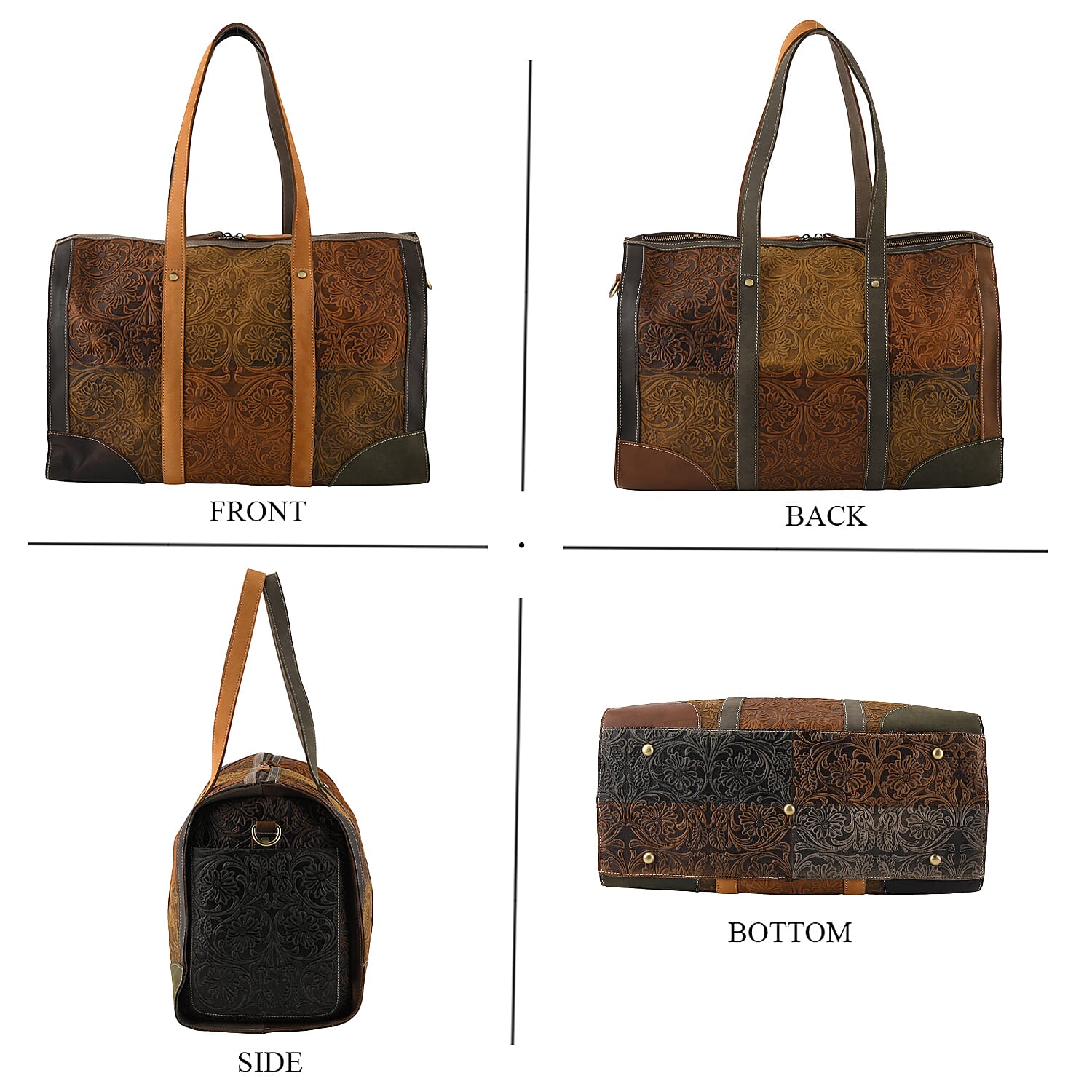 La Marey Tan and Brown Genuine Leather Duffel Bag