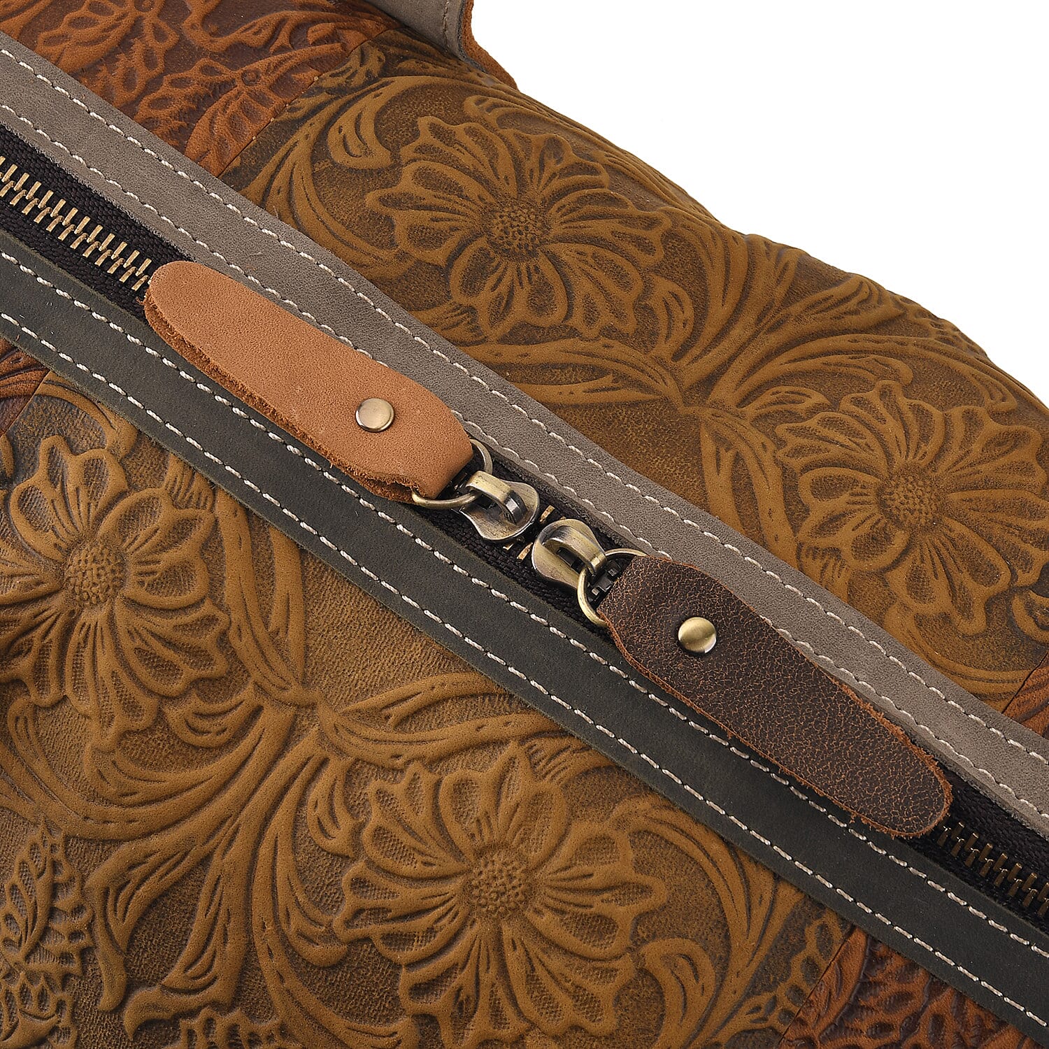 La Marey Tan and Brown Genuine Leather Duffel Bag