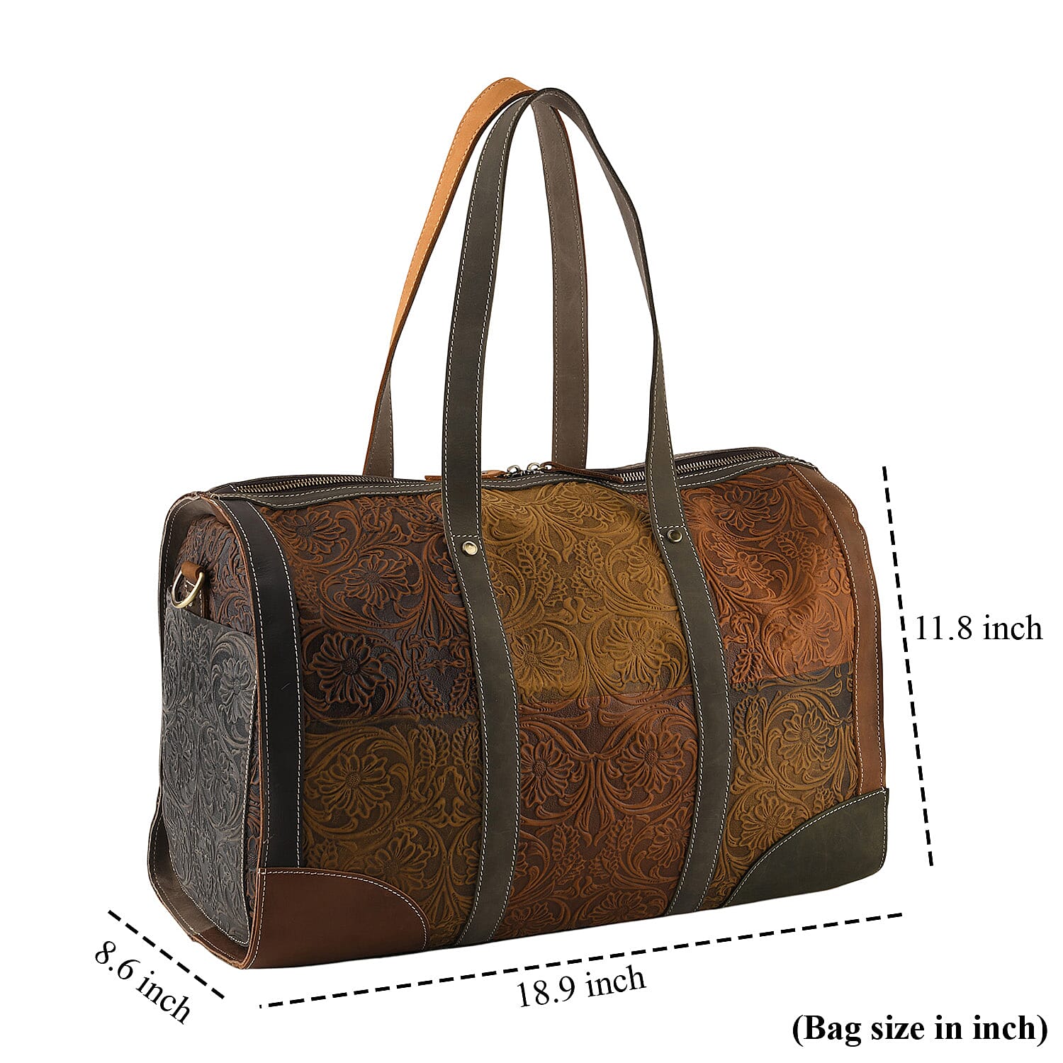 La Marey Tan and Brown Genuine Leather Duffel Bag