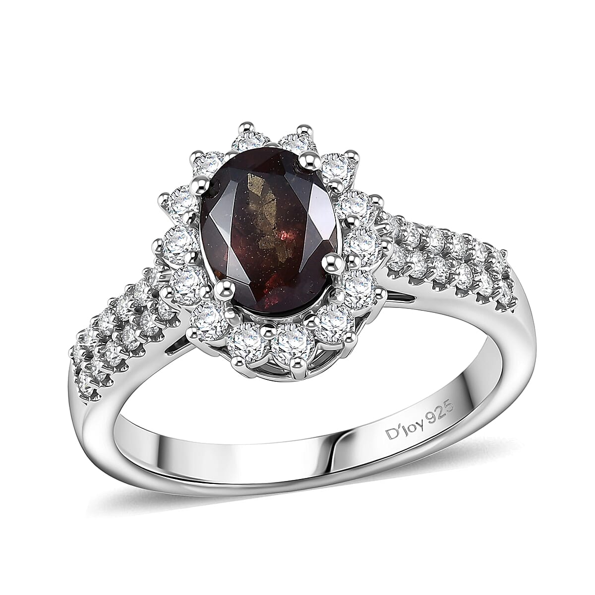 Certified & Appraised D'Joy Premium Color Change Garnet and Moissanite 2.10 ctw Ring in Rhodium Over Sterling Silver (Size 10.0)