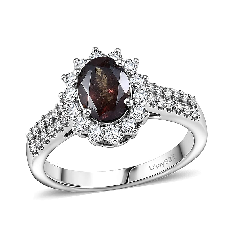 Certified & Appraised D'Joy Premium Color Change Garnet and Moissanite 2.10 ctw Ring in Rhodium Over Sterling Silver (Size 10.0)