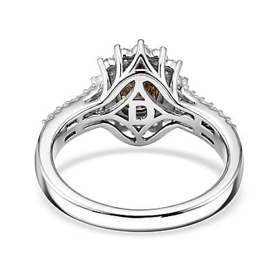 Certified & Appraised D'Joy Premium Color Change Garnet and Moissanite 2.10 ctw Ring in Rhodium Over Sterling Silver (Size 10.0)