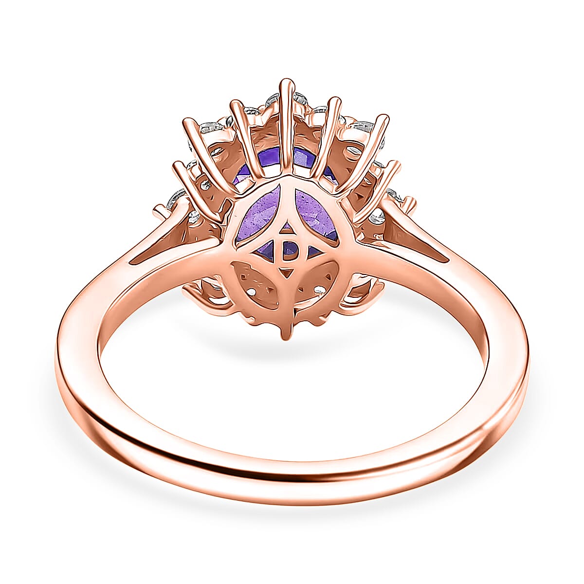 D'Joy Premium Catalina Iolite and White Zircon 1.89 ctw Ring in 18K Vermeil Rose Gold Over Sterling Silver (Size 10.0)