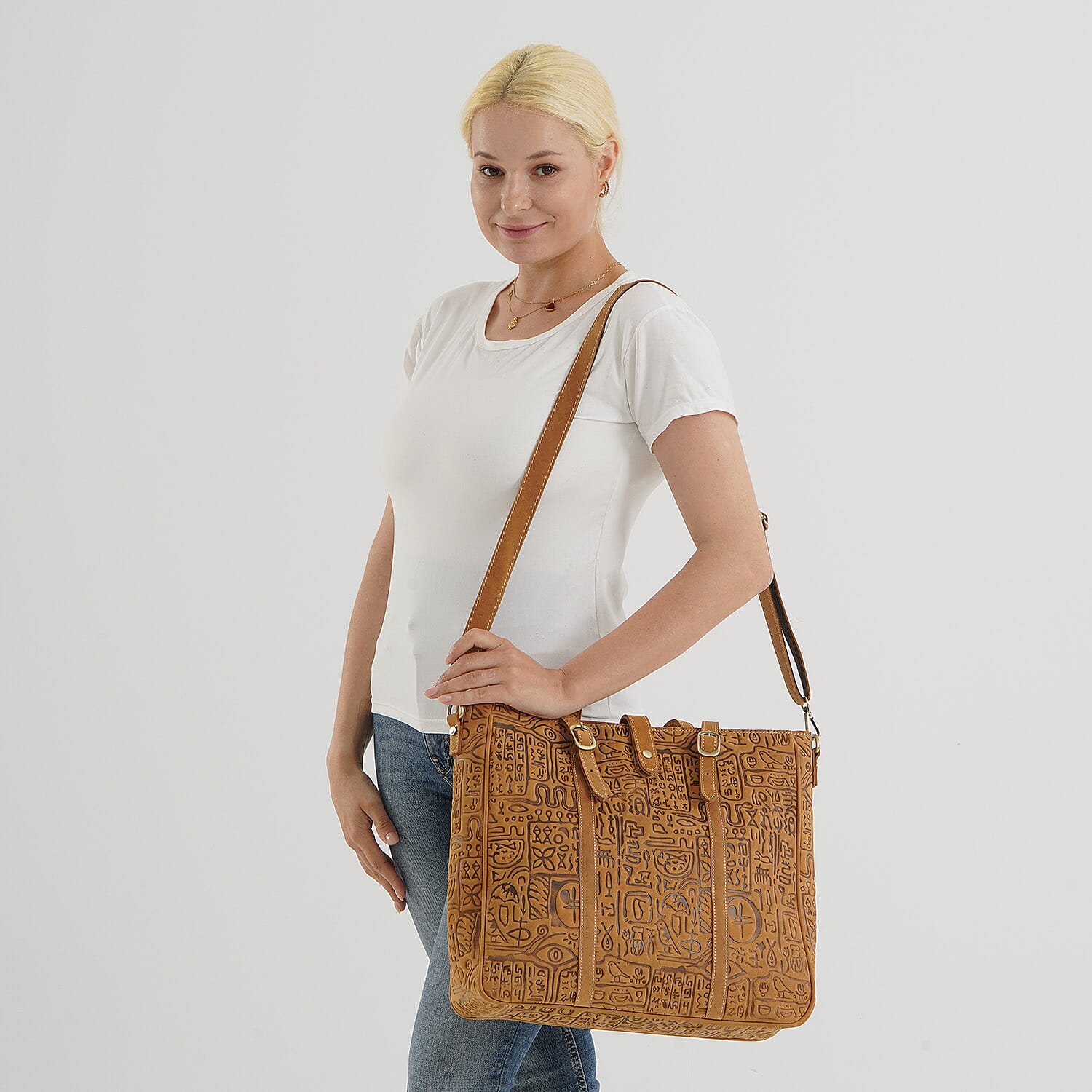 La Marey Tan Genuine Leather Crossbody Bag