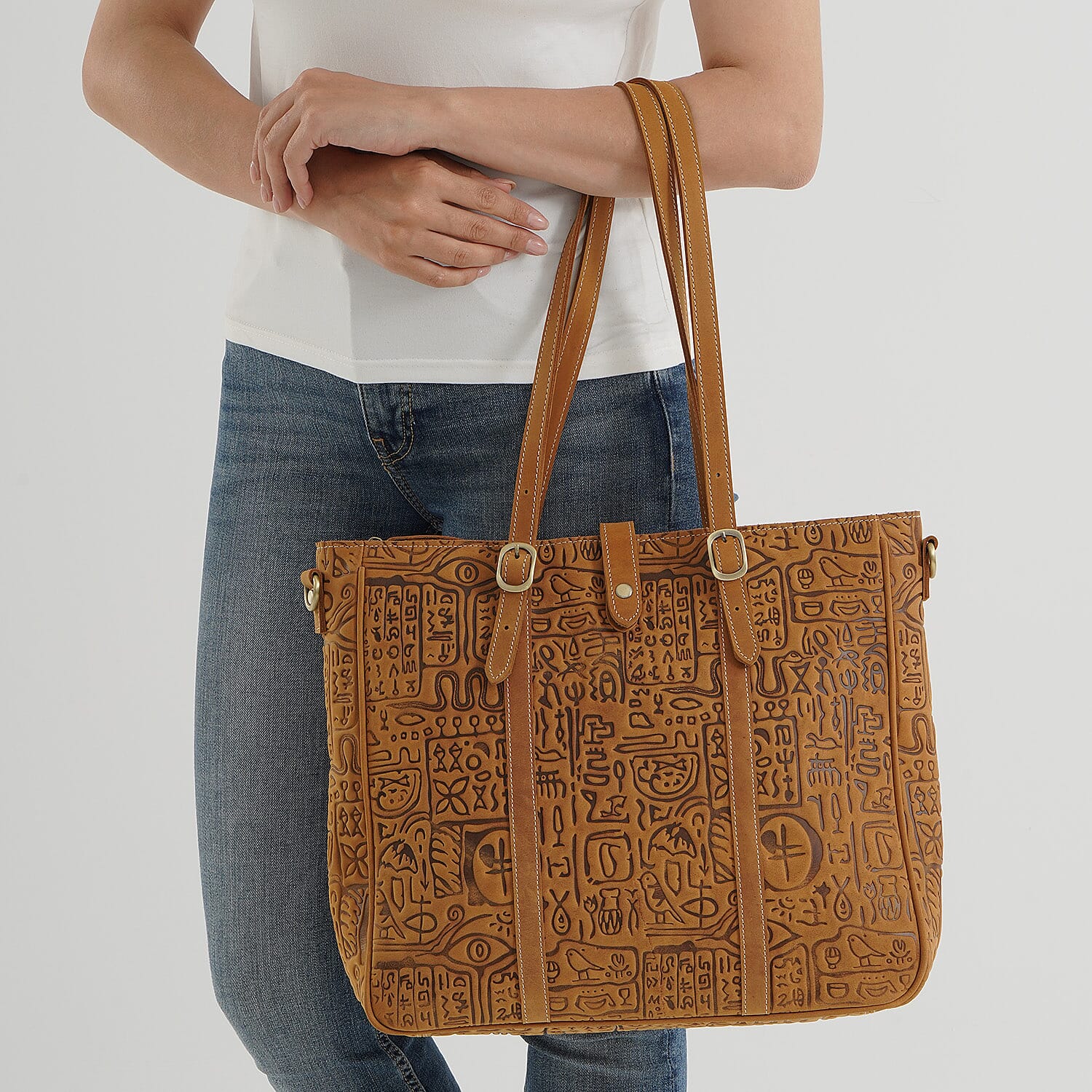 La Marey Tan Genuine Leather Crossbody Bag