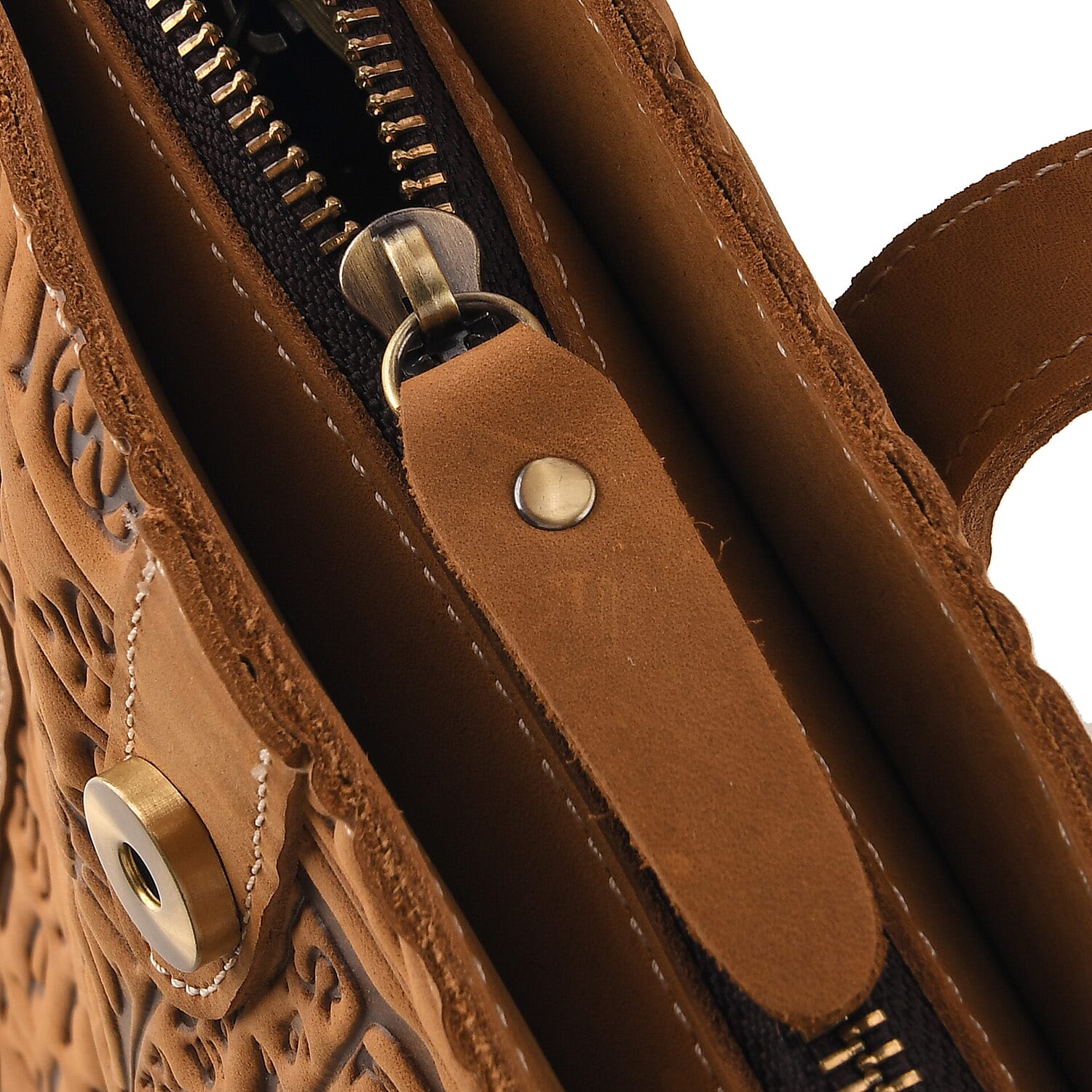 La Marey Tan Genuine Leather Crossbody Bag