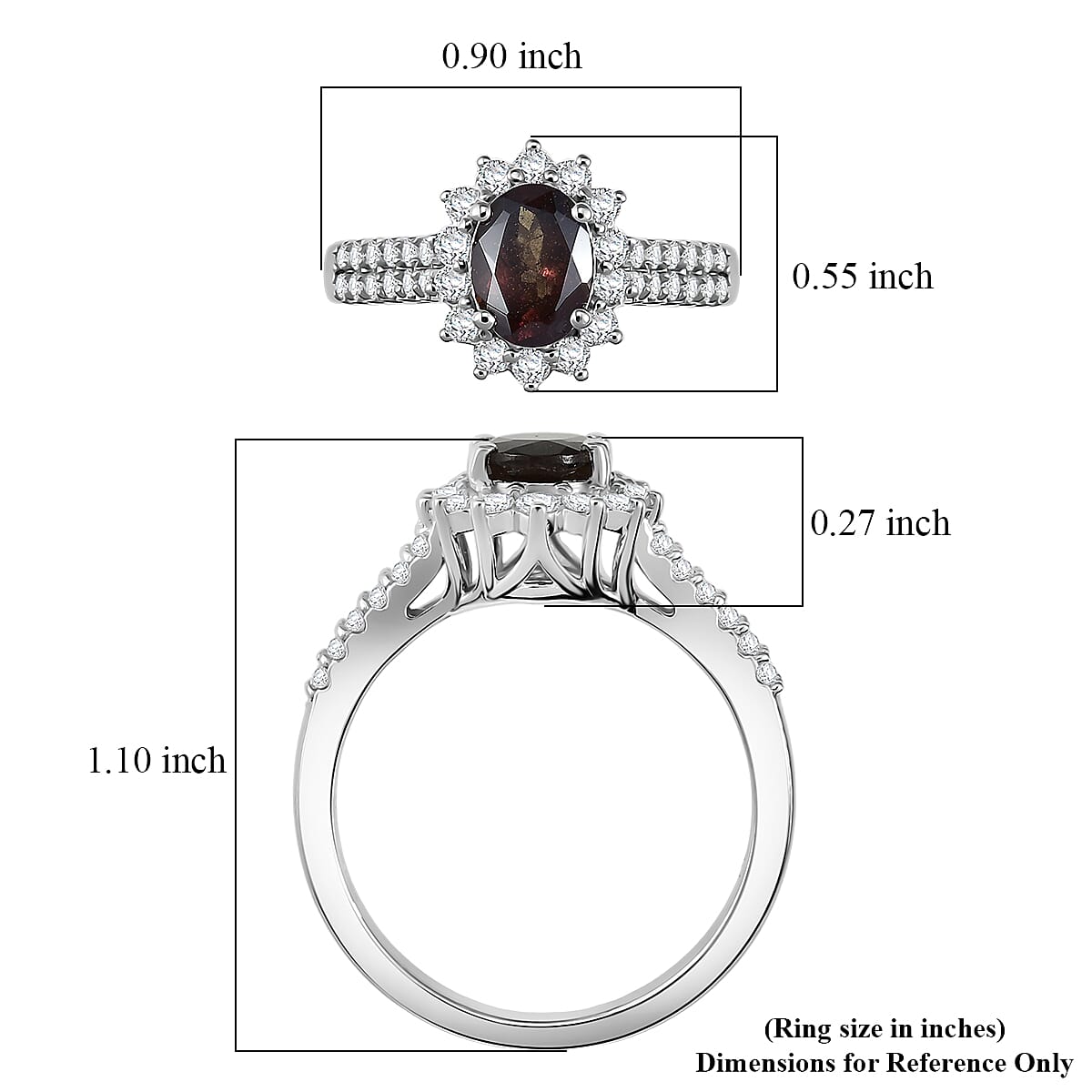 D'Joy Premium Colour Change Garnet and Moissanite 2.10 ctw Ring in Rhodium Over Sterling Silver (Size 9.0) image number 5