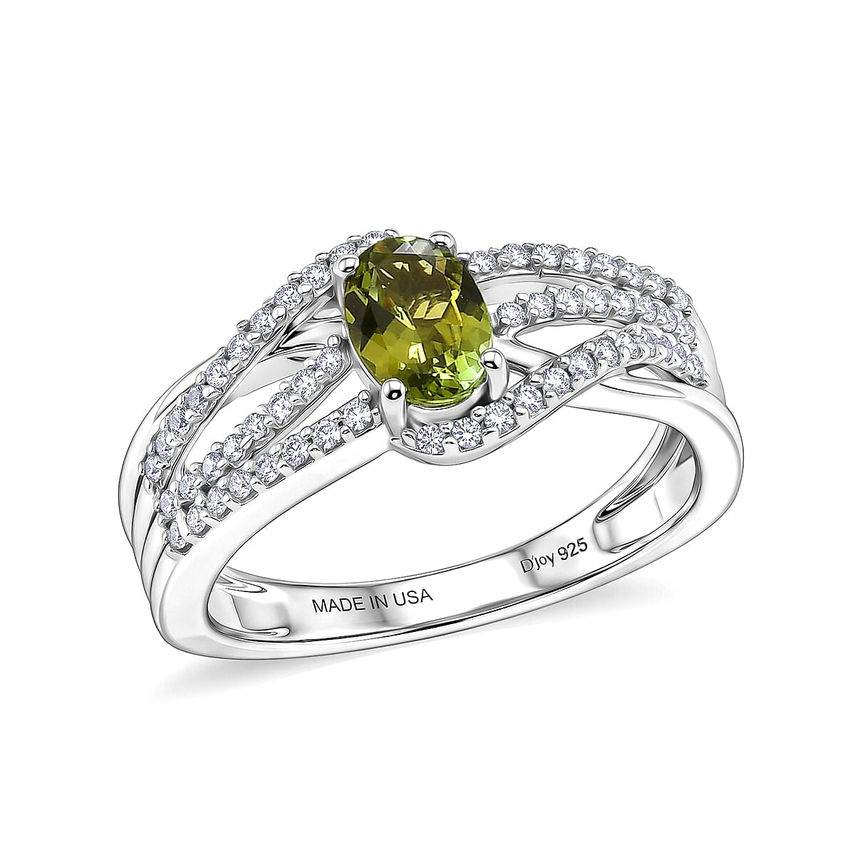 D'Joy Multi-Tourmaline and White Zircon 0.90 ctw Ring in Rhodium Over Sterling Silver (Size 8.0)