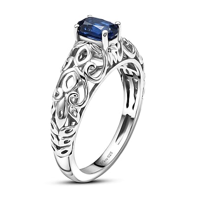 D'Joy Premium Kashmir Kyanite 0.70 ctw Ring in Rhodium Over Sterling Silver (Size  6.0)