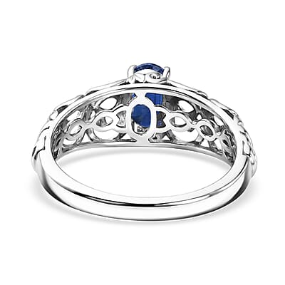 D'Joy Premium Kashmir Kyanite 0.70 ctw Ring in Rhodium Over Sterling Silver (Size  6.0)