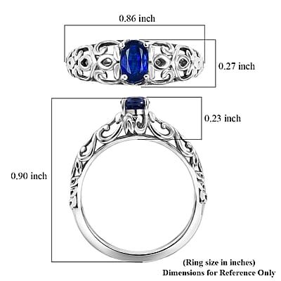D'Joy Premium Kashmir Kyanite 0.70 ctw Ring in Rhodium Over Sterling Silver (Size  6.0)
