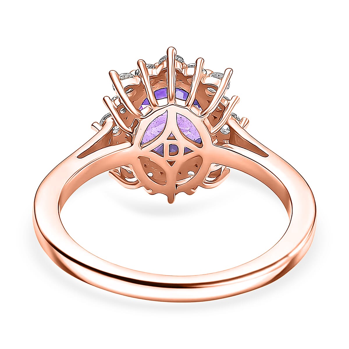D'Joy Premium Lusaka Amethyst and White Zircon 1.89 ctw Ring in 18K Vermeil Rose Gold Over Sterling Silver (Size 10) 1