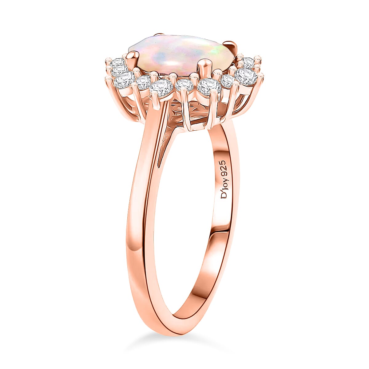 D'Joy Premium Ethiopian Welo Opal and White Zircon 1.55 ctw Ring in 18K Vermeil Rose Gold Over Sterling Silver (Size 10) 1 image number 3