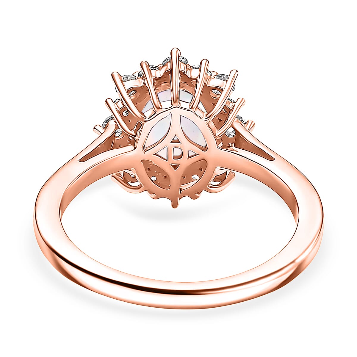 D'Joy Premium Ethiopian Welo Opal and White Zircon 1.55 ctw Ring in 18K Vermeil Rose Gold Over Sterling Silver (Size 10) 1 image number 4