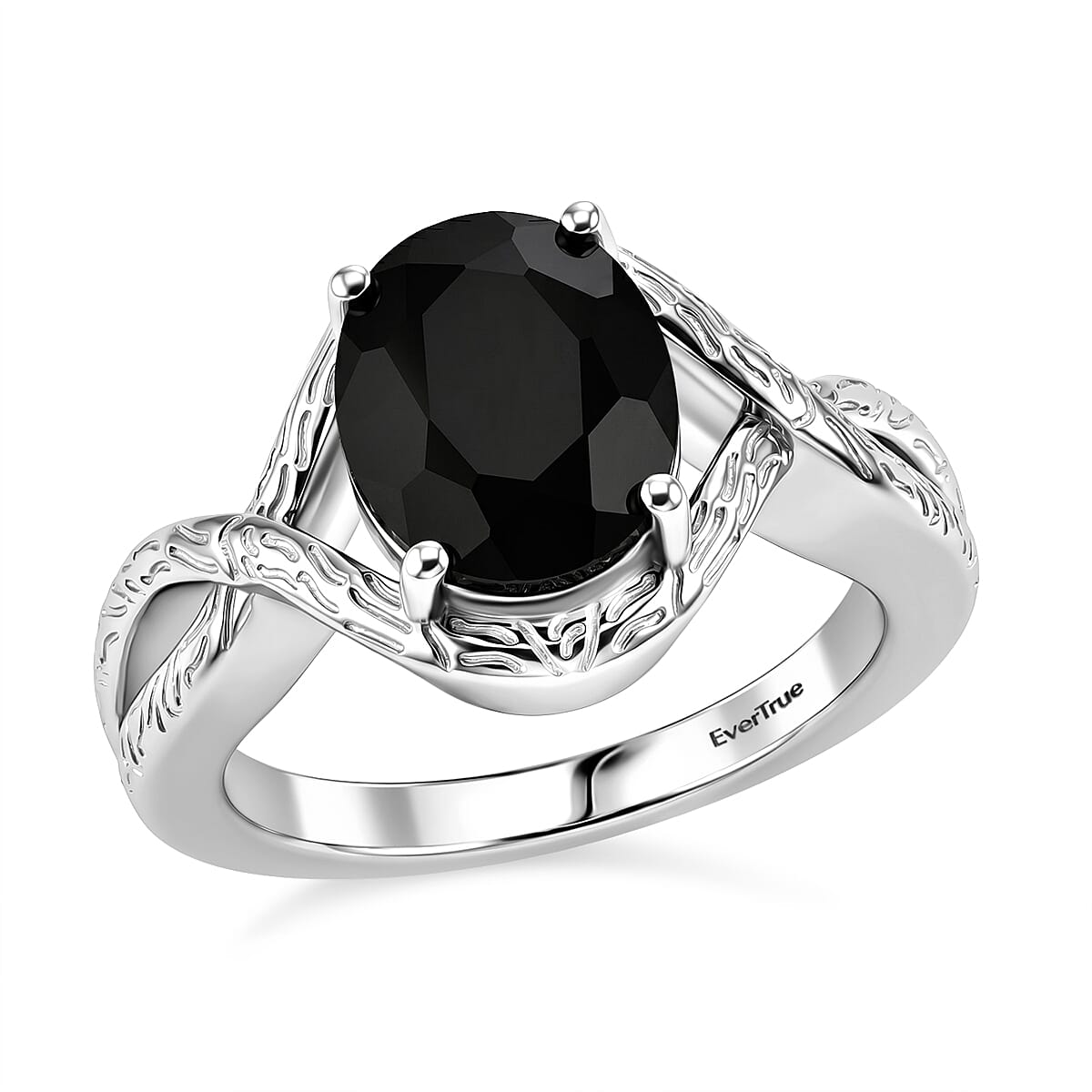 EverTrue Thai Black Spinel 3.10 ctw Infinity Shank Ring in Platinum Bond (Size 6.0)