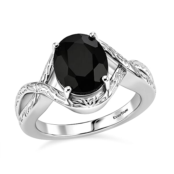 EverTrue Thai Black Spinel 3.10 ctw Infinity Shank Ring in Platinum Bond (Size 6.0)