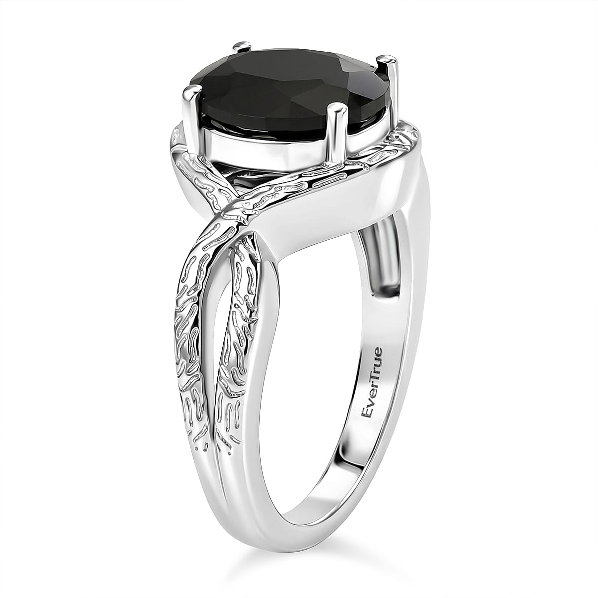 EverTrue Thai Black Spinel 3.10 ctw Infinity Shank Ring in Platinum Bond (Size 6.0)