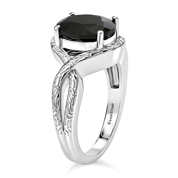 EverTrue Thai Black Spinel 3.10 ctw Infinity Shank Ring in Platinum Bond (Size 6.0)