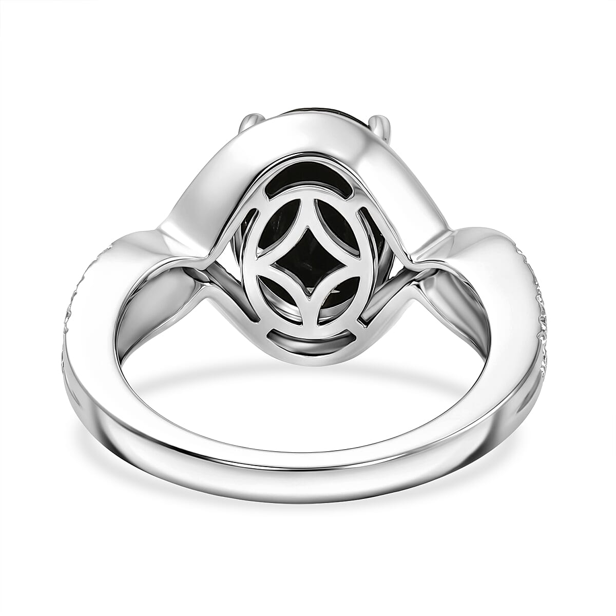 EverTrue Thai Black Spinel 3.10 ctw Infinity Shank Ring in Platinum Bond (Size 6.0)