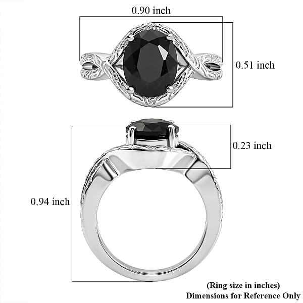EverTrue Thai Black Spinel 3.10 ctw Infinity Shank Ring in Platinum Bond (Size 6.0)