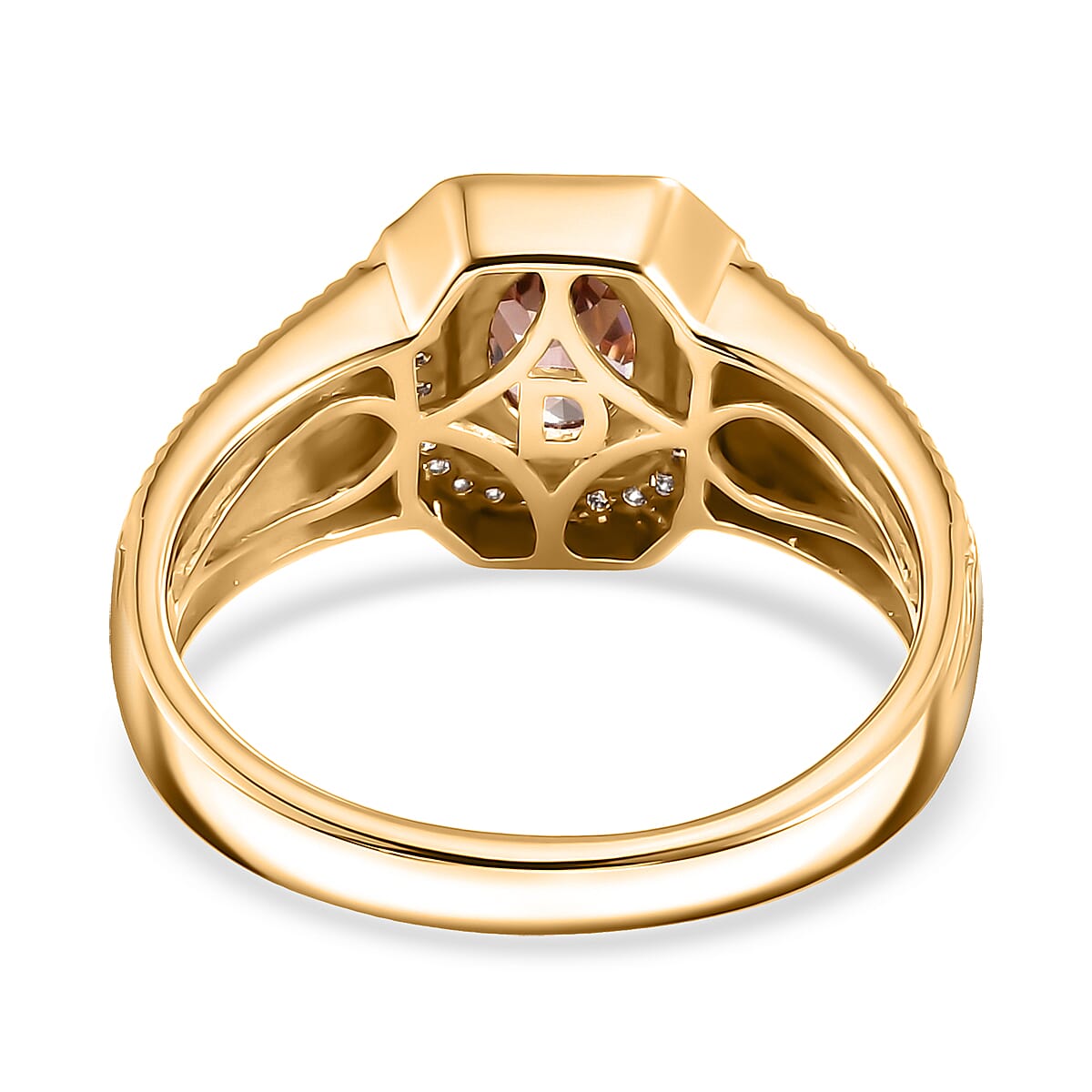 D'Joy AAA Red Zircon and Moissanite 2.00 ctw Mens Ring in 18K Vermeil Yellow Gold Over Sterling Silver (Size 12.0) image number 4